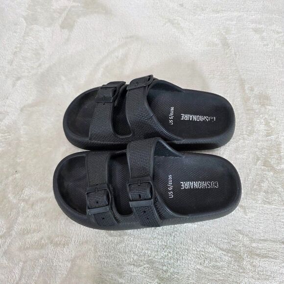 Cushionaire Women's Fame Recovery Cloud Slide w/+Comfort Size 6 Black Dbl Strap - Picture 5 of 6